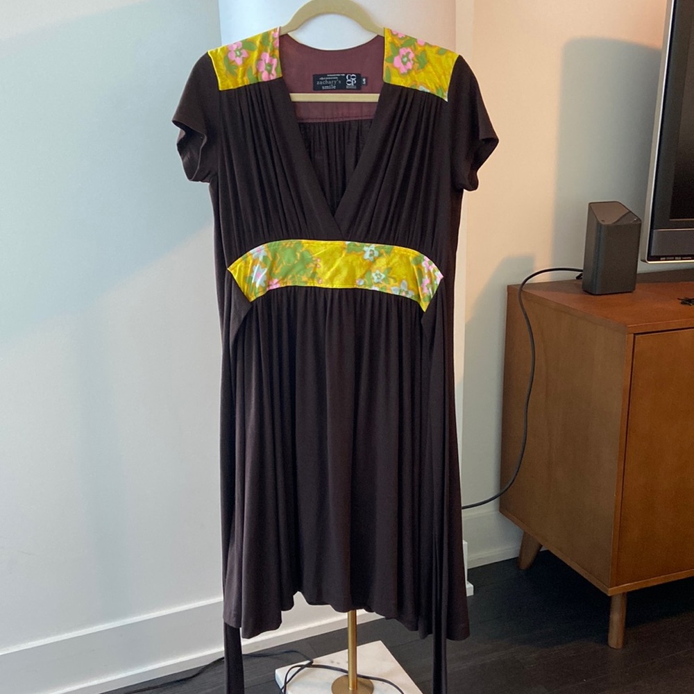 Chocolate Brown wrap dress. Barney’s Co-Op. size L. Sooo flattering.